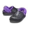 Baya Lined Clog mit gefüttertem Fuzz-Riemen «Schwarz-Lila»