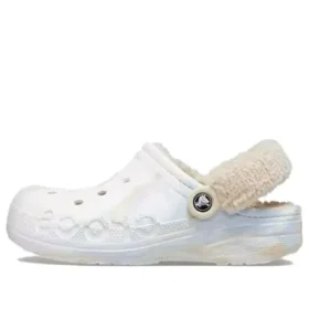 Baya Lined Clog mit gefüttertem Fuzz-Riemen und Marbled-Optik «White Multi»