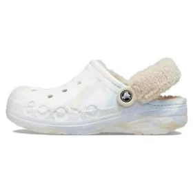 Baya Lined Clog mit gefüttertem Fuzz-Riemen und Marbled-Optik «White Multi»