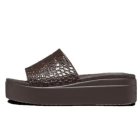 Brooklyn Croco Shine Slide Sandalen «Espresso»