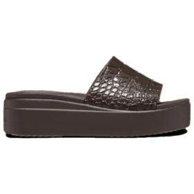 Brooklyn Croco Shine Slide Sandalen «Espresso»