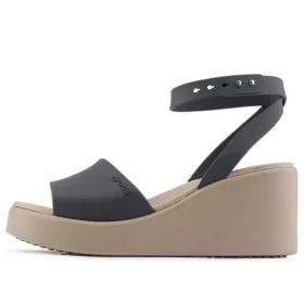 Brooklyn Keilabsatz-Sandalen mit Fussriemen «Black Beige»
