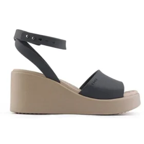 Brooklyn Keilabsatz-Sandalen mit Fussriemen «Black Beige»