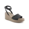 Brooklyn Keilabsatz-Sandalen mit Fussriemen «Black Beige»