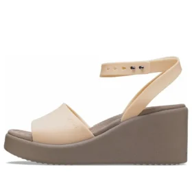 Brooklyn Keilabsatz-Sandalen mit Fussriemen «Cream White Brown»