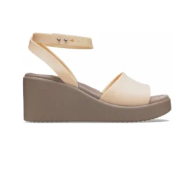 Brooklyn Keilabsatz-Sandalen mit Fussriemen «Cream White Brown»