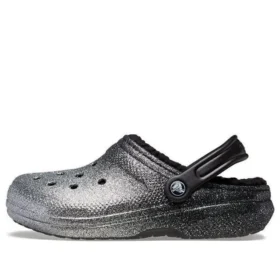 Classic Lined Clogs mit Glitter «Black Silver»