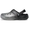 Classic Lined Clogs mit Glitter «Black Silver»