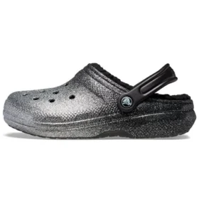 Classic Lined Clogs mit Glitter «Black Silver»