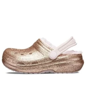Classic Lined Glitter Clogs «Gold Pink»