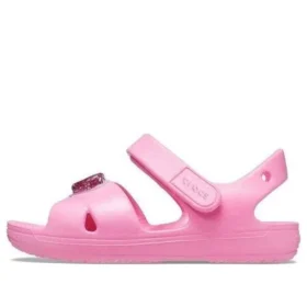 Classic Sandal mit gekreuzten Riemen und Anhänger «Pink»