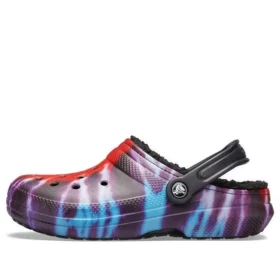 Classic Tie-Dye Stay Warm Cozy Crocs Hausschuhe Unisex Lila Rot