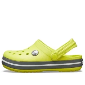 Clogs mit runder Zehenkappe und Crocband-Ausschnitt «Gelb-Grau»