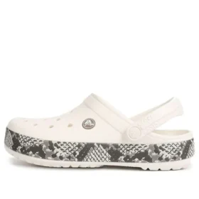 Crocband Clogs mit Schlangenprint «Weiss Schwarz»