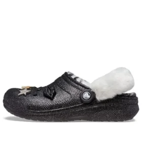 Disco Classic gefütterte Disco-Glitter-Clogs «Schwarz-Weiss»