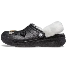 Disco Classic gefütterte Disco-Glitter-Clogs «Schwarz-Weiss»