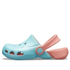 Electro-Clogs mit Fersenriemen und runder Zehenpartie «Blue Pink»