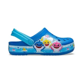 Funny Shark Kleine Crocs Outdoor-Sandalen mit flachem Absatz für Strand und Sport, blau