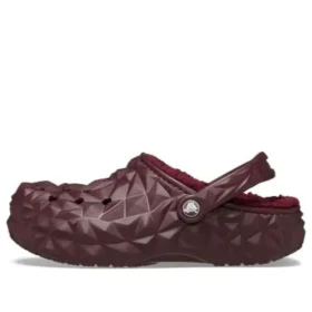 Geometrische Clogs mit Futter «Dark Cherry»