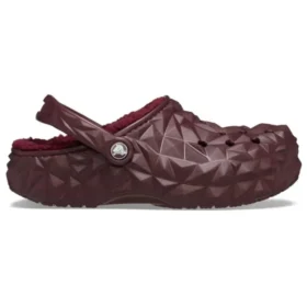 Geometrische Clogs mit Futter «Dark Cherry»