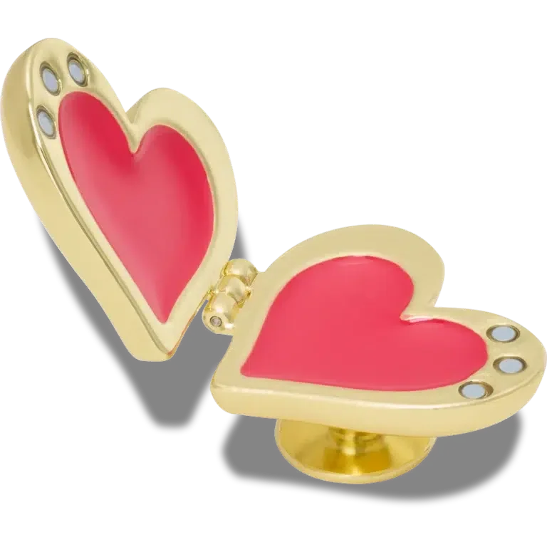 Goldfarbene Bubble-Medaillon-Herz-Jibbitz™-Anstecker Goldfarbene Bubble-Medaillon-Herz-Jibbitz™-Anstecker