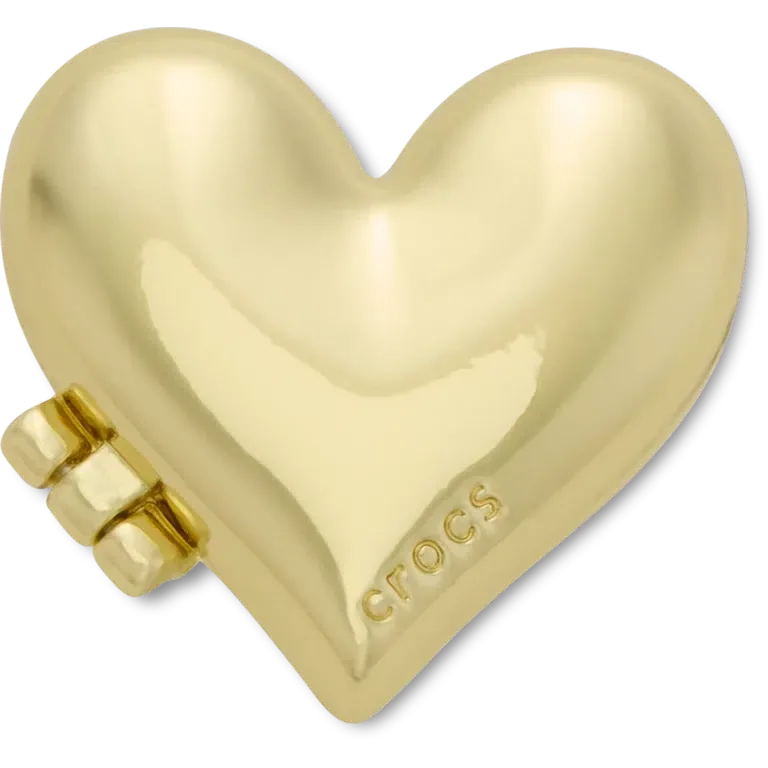 Goldfarbene Bubble-Medaillon-Herz-Jibbitz™-Anstecker Goldfarbene Bubble-Medaillon-Herz-Jibbitz™-Anstecker
