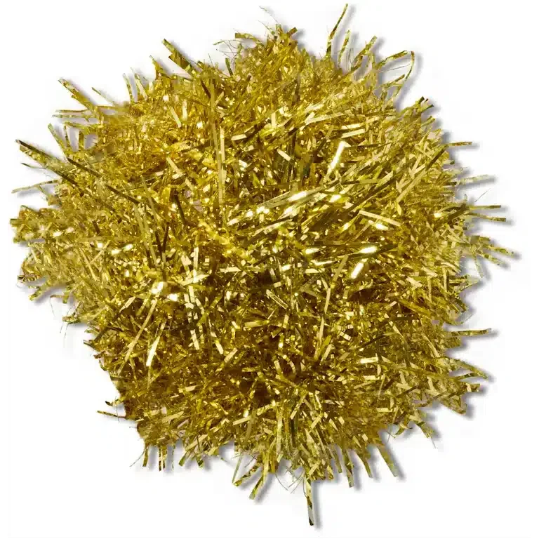 Goldfarbene Lametta-Pompon-Jibbitz-Anstecker Goldfarbene Lametta-Pompon-Jibbitz-Anstecker