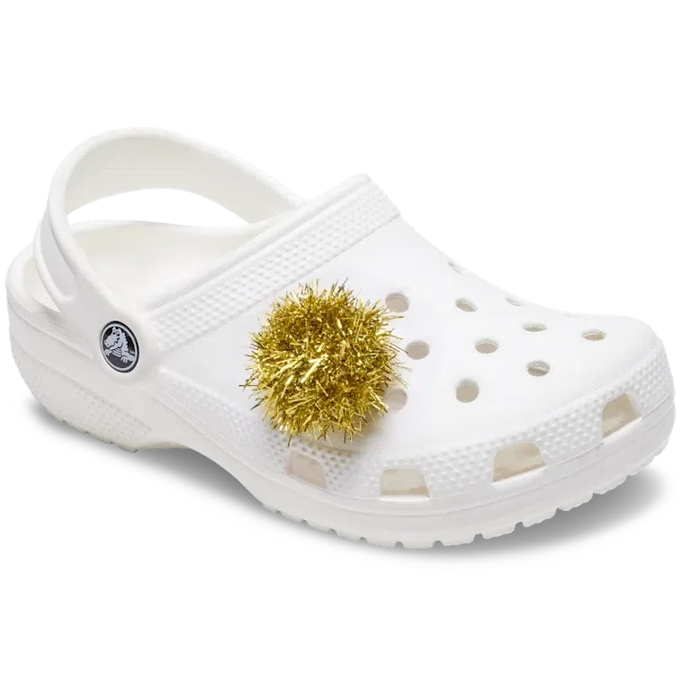 Goldfarbene Lametta-Pompon-Jibbitz-Anstecker Goldfarbene Lametta-Pompon-Jibbitz-Anstecker