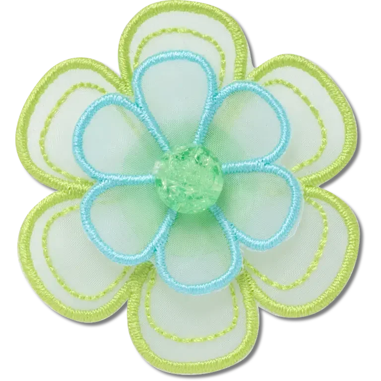 Grüne Jibbitz-Anstecker mit Netzblume Grüne Jibbitz-Anstecker mit Netzblume