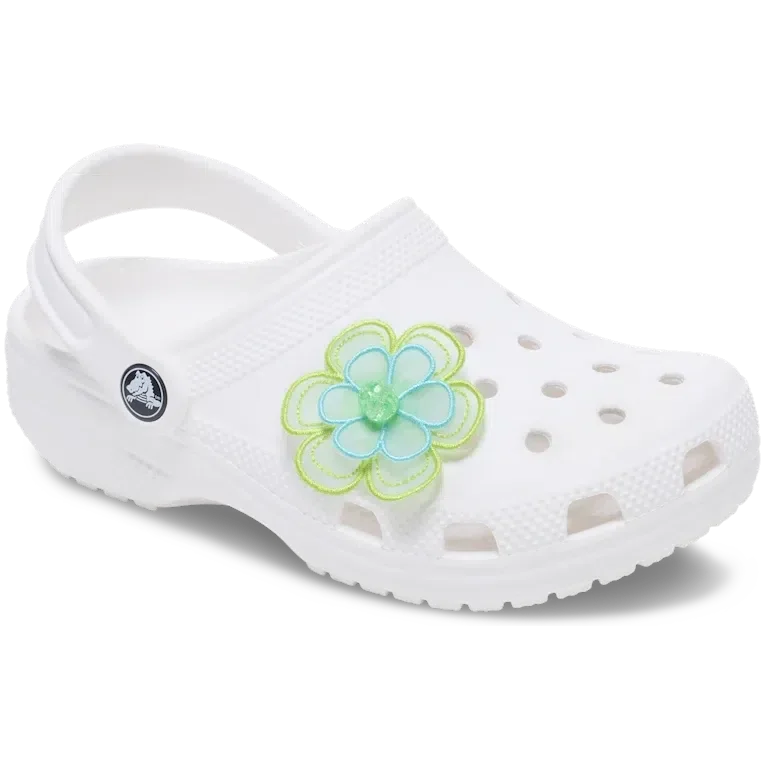 Grüne Jibbitz-Anstecker mit Netzblume Grüne Jibbitz-Anstecker mit Netzblume