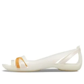 II Flache weisse-orangefarbene Sandalen