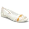 II Flache weisse-orangefarbene Sandalen