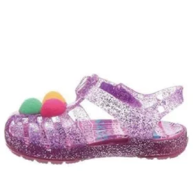 Isabella Glitter-Sandalen mit flachem Absatz «Purple Pink»