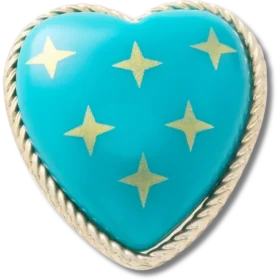 Jibbitz-Anstecker «Turquoise and Gold Heart»