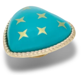 Jibbitz-Anstecker «Turquoise and Gold Heart»