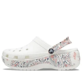 Klassische Americana-Paisley-Platform Clogs mit Plateau «Weiss»