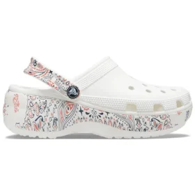 Klassische Americana-Paisley-Platform Clogs mit Plateau «Weiss»