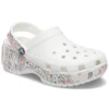 Klassische Americana-Paisley-Platform Clogs mit Plateau «Weiss»