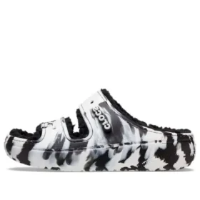Klassische Cozzzy-Marbled-Sandalen «Black White»