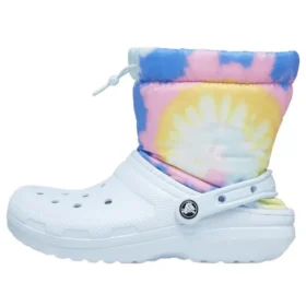 Klassische, gefütterte Neo-Puff-Stiefel «Tie-Dye Mineral Blue»