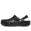 Klassische Metallic-Krokodilleder-Clogs «Schwarz»