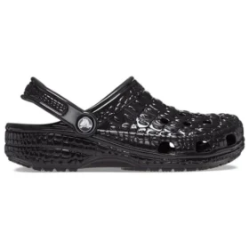 Klassische Metallic-Krokodilleder-Clogs «Schwarz»
