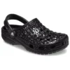 Klassische Metallic-Krokodilleder-Clogs «Schwarz»