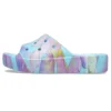 Klassische Plateau-Pantolette mit Palmenprint «Blue Multi-Color»