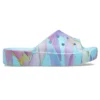 Klassische Plateau-Pantolette mit Palmenprint «Blue Multi-Color»