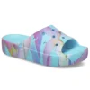 Klassische Plateau-Pantolette mit Palmenprint «Blue Multi-Color»