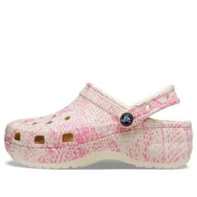 Klassische Platform Clogs mit Schlangenprint «Pink»