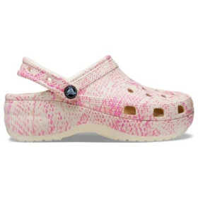 Klassische Platform Clogs mit Schlangenprint «Pink»