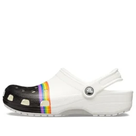 Klassische Rainbow-Pride-Clogs «Weiss Schwarz»