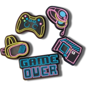 Leuchtende Neon Gamer 5er-Pack Jibbitz-Anstecker